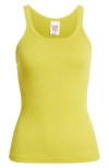 Re/done Rib Cotton Tank In Pear