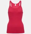 Re/done Ribbed-knit Cotton Jersey Tank Top In Pink