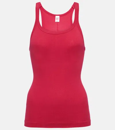 Re/done Ribbed-knit Cotton Jersey Tank Top In Red
