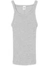 Re/done Ribbed Scoop Neck Tank Top In Heather Grey In Grey