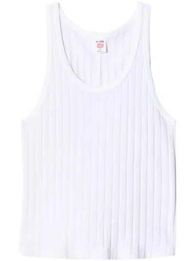 Re/done Ribbed-knit Tank Top In White