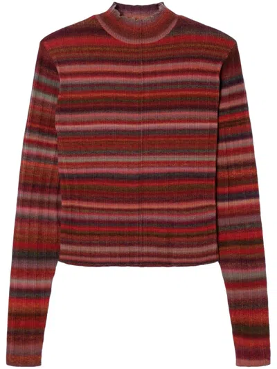 Re/done Ribbed Mock-neck Sweater In Red