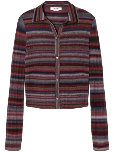 Re/done Ribbed Polo Cardigan In Red
