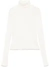 Re/done Ribbed Turtleneck Top In White