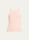 Re/done Ribbed Scoop-neck Tank Top In Peony