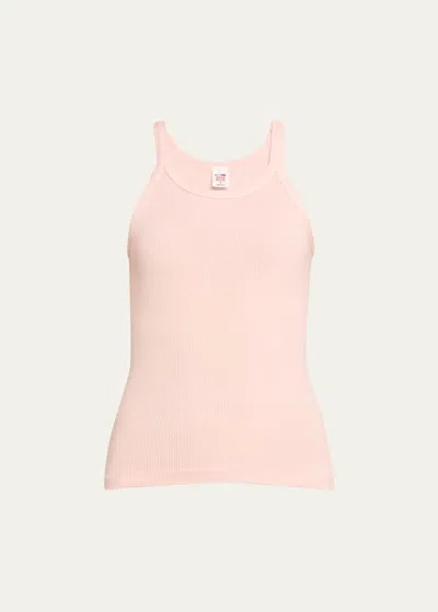 Re/done Ribbed Scoop-neck Tank Top In Peony