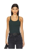Re/done Black Hanes Edition Cropped Ribbed Tank Top In 前身领系带束缚，末端珠饰细节