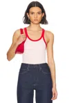 Re/done Ribbed Tank Dahlia With Ruby In Dahlia & Ruby