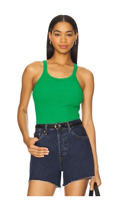 Re/done Ribbed Tank In Verde