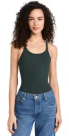 Re/done Black Hanes Edition Cropped Ribbed Tank Top In Juniper