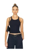 Re/done Black Hanes Edition Cropped Ribbed Tank Top In Navy