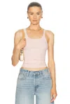 Re/done Pink Hanes Edition Ribbed Tank Top In Peony