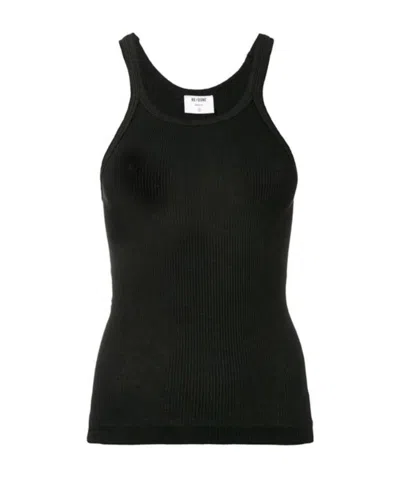 Re/done Ribbed Tank Top In Black
