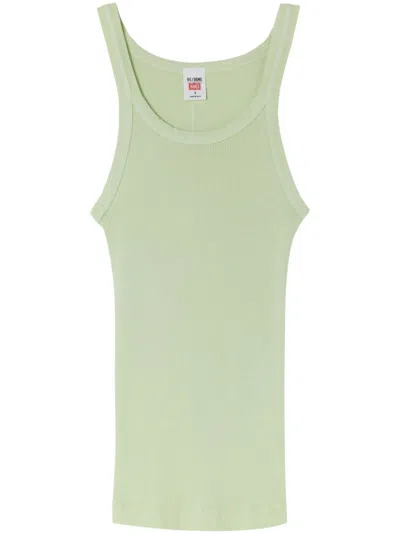 Re/done Ribbed Tank Top In Green