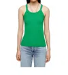 Re/done Ribbed Tank Top In Kelley Green In Multi