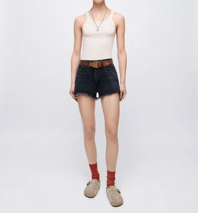 Re/done Ribbed Tank Top In Vintage Ivory In Multi