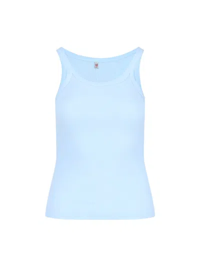 Re/done Ribbed Tank Top In Light Blue