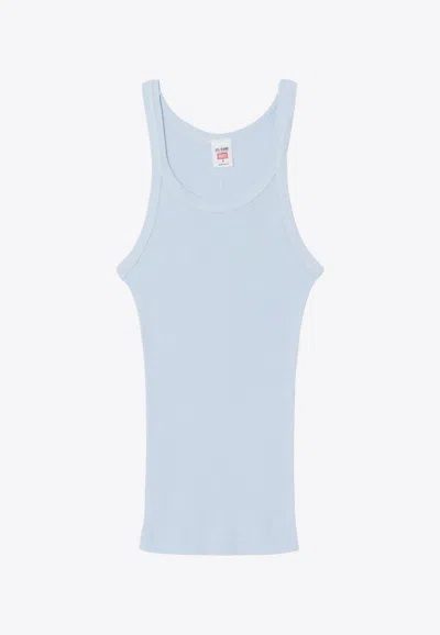 Re/done Ribbed Tank Top In Blue