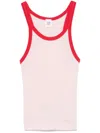 Re/done Ribbed Tank Dahlia With Ruby In Pink