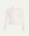 Re/done Ribbed Turtleneck Top In White