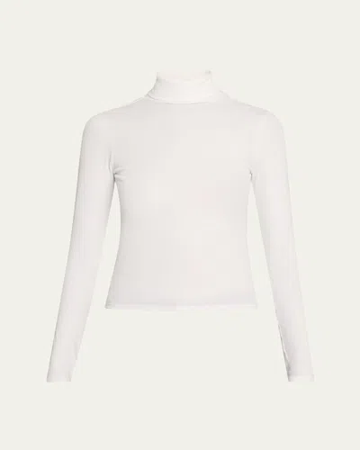 Re/done Ribbed Turtleneck Top In White
