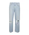Re/done Ripped-detail Straight-leg Jeans In Blue