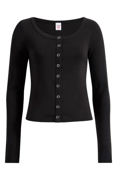 Re/done Scoop Neck Cardigan In Vintage Black