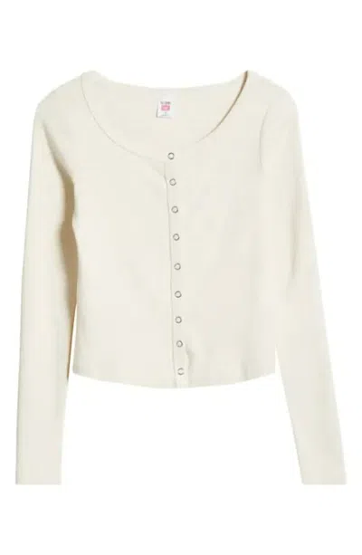 Re/done Scoop Neck Cardigan In Vintage White