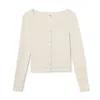 Re/done Scoop Neck Cardigan In Vintage White