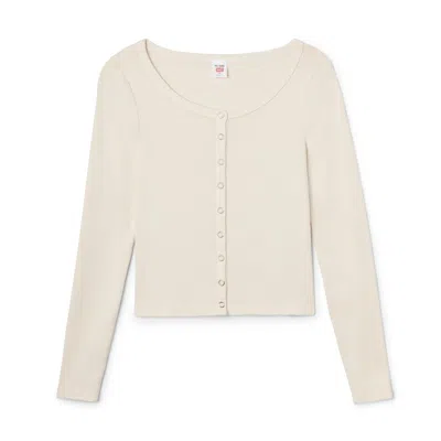 Re/done Scoop Neck Cardigan In Vintage White