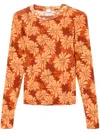 Re/done Sheer Long-sleeve T-shirt In Orange