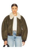 Re/done Khaki Shrunken Bomber Jacket In Dark Military