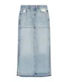 Re/done Side-slit Denim Maxi Skirt In Blue