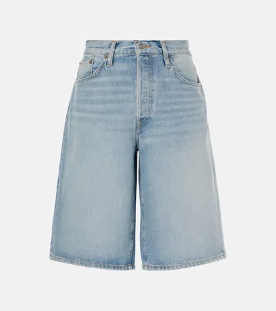 Re/done Skater Denim Bermuda Shorts In Blue