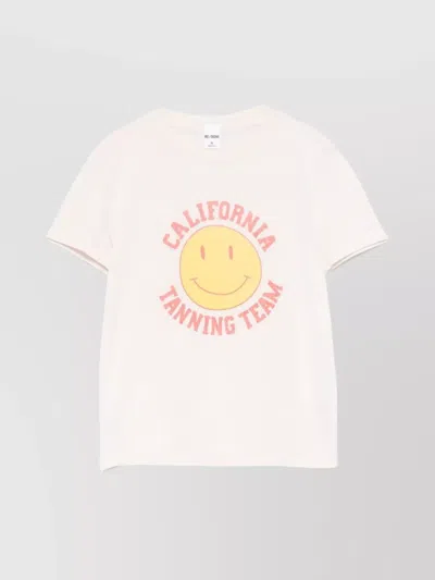 Re/done Smiley Face Graphic T-shirt In White