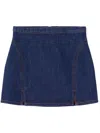 Re/done Split Denim Mini Skirt In Blue