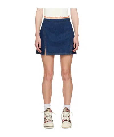 RE/DONE SPLIT DENIM MINI SKIRT