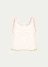 Re/done Sporty Contrast Tank Top In Whtpersimm