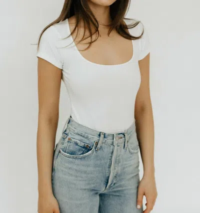 Re/done Square Neck Bodysuit In White