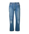 Re/done Stove Pipe Denim Cropped Jeans In Blue