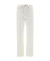 Re/done Originals High-rise Ankle Crop Frayed Skinny Jeans In White