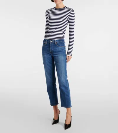 Re/done Stove Pipe Mid Rise Straight Leg Jeans In Monterey Fade