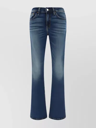 Re/done Straight Cotton Jeans Faded Wash In Blue