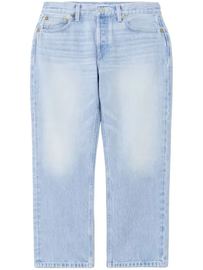 Re/done Straight Crop Jeans In Blue