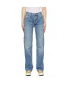 Re/done 90s Distressed High-rise Straight-leg Organic Jeans In Blue