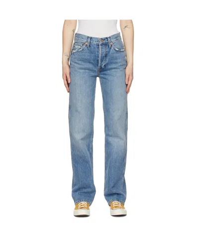 Re/done Straight Leg Jeans In Blue
