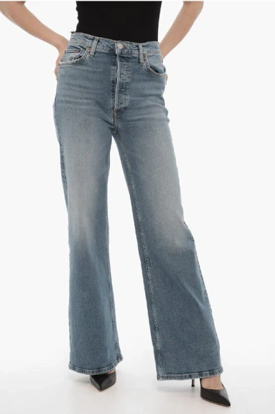 Re/done Stretch Denim Flared Jeans 28cm In Blue