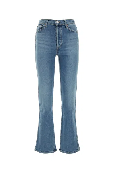 Re/done Flared Stonewashed Denim Trousers In Blue