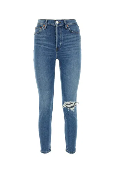 Re/done Stretch Denim Jeans In Wornbrookblue