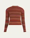 Re/done Ribbed Mock Neck Pullover Fire Combo In Fire Combo